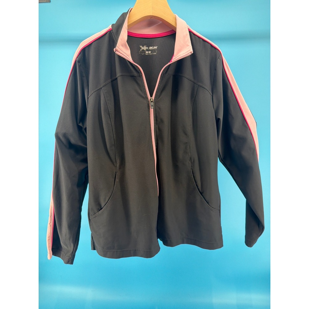 Xersion Performance Gear Womens Full Zip Track Jacket Black‎ Pink Size M